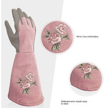 Load image into Gallery viewer, Professional Garden Leather Gloves Garden Rose Pruning Stab-Resistant Long Sleeve Printed Gardening Gloves

