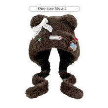 Load image into Gallery viewer, Cute Warm Thick Knitted Hat Bow-knot Little Bear Beanies Hat Coldproof Windproof Ear Protection Cap Women Girls
