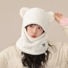 Load image into Gallery viewer, New Cute Bear Integrated Hat Scarf Set Fluffy Fur Windproof Pullover Cap Coldproof Warm Hooded Hat Autumn and Winter
