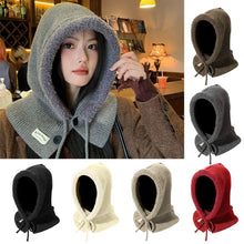 Load image into Gallery viewer, Fashion Balaclava Hat Warm Neck Protection Hood Scarf Button Design Windproof Knitted Hat Autumn Winter
