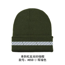 Load image into Gallery viewer, High Visibility Safety Beanie Reflective Knit Ribbed Hats Warm Winter Bonnets for Night Running Hiking Cycling
