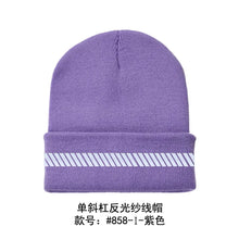 Load image into Gallery viewer, High Visibility Safety Beanie Reflective Knit Ribbed Hats Warm Winter Bonnets for Night Running Hiking Cycling
