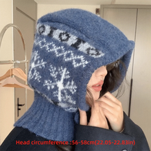 Load image into Gallery viewer, Fashion Snowflakes Winter Balaclava Hats Ear Protection Windproof Neck Collar Beanies Cap Thick Warm One-Piece Drawstring Hat
