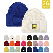 Load image into Gallery viewer, Classic square smiley face adult wool knitted hat thickened warm cold hat European and American couple woolen hat

