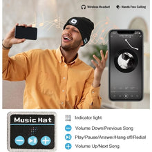 Load image into Gallery viewer, Warm LED Beanie Hat Bluetooth 5.4 Wireless Stereo Headset USB Rechargeable Adjustment 3 Gear Dimming LED Light Warm Music Hat
