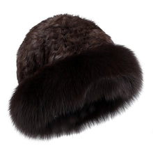Load image into Gallery viewer, Luxury Women's Winter Hat Knitted Rabbit Fur Hats with Big Fox Fur Brim Lady Fashion Bucket Cap
