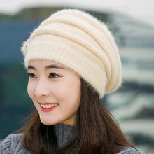 Load image into Gallery viewer, Keep Warm Knitted Wool Winter Flower Hat Warm Soft Mom Hat Pure Color Female Berets Autumn Winter
