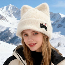 Load image into Gallery viewer, Casual Cute Cat Ear Warm Hat Keep Warm Thickened Wool Knitted Hat Windproof Ear Protection Cap for Women
