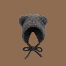 Load image into Gallery viewer, Cute Y2k Bear Ear Beanies Knitted Wool Hat with Rope Warm Beanies Cap Lace Up Thick Hip Hop Ear Protection Winter Hat
