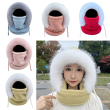 Load image into Gallery viewer, Casual Winter Balaclava Hat Thickened Neck Warmer Beanies Cap Windproof Keep Warm Integrated Scarf Hat Set Unisex
