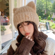 Load image into Gallery viewer, New Windproof Knitted Hat Cat Ear Lining Beanie Cap Winter Head Covering Autumn Winter
