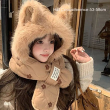 Load image into Gallery viewer, NEW Windproof Integrated Cap Scarf Soft Winter Warm Beanie Hat Scarf Cute Neck Warm Ear Protection Cap

