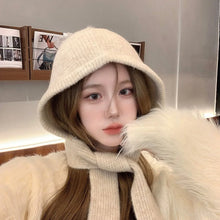 Load image into Gallery viewer, Fashionable Knitted Balaclava Hat Windproof Strap Bow Korean Ins Hood Scarf Thicken Warm Ear Protection Hat Autumn and Winter
