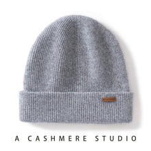 Load image into Gallery viewer, 100% Cashmere Hat For Women Men Outdoor 2-Layer Thickened Warm Winter Hats Solid Caps Knit Seamless Beanie Hat Unisex
