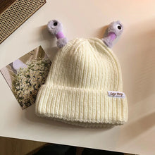 Load image into Gallery viewer, Cute Cartoon Quirky Light-emitting Tentacle Knitted Hat Parent-child Models Warm Wool Cap Eyes Light-emitting Beanie Monster Hat
