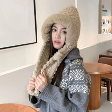 Load image into Gallery viewer, Fashion Winter Hat Scarf Adjustable Windproof One-piece Hat Breathable Fleece Lined Cross Neck Warm Hat Winter

