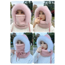 Load image into Gallery viewer, Casual Winter Balaclava Hat Thickened Neck Warmer Beanies Cap Windproof Keep Warm Integrated Scarf Hat Set Unisex
