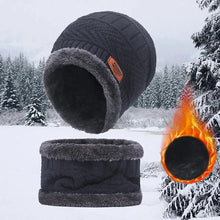 Load image into Gallery viewer, Winter Hat For Men Fleece Scarf Women Neck Leather Knitted Cap Thick Wool Neck Warmer Balaclava Ski Mask Skullies Beanies
