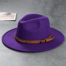 Load image into Gallery viewer, NEWWool Fedora Hat For Women Men Winter Autumn Fashion Church Jazz Hats Viking British Flat Brim Felt Hat Outdoor Casual Fedoras
