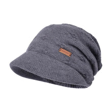 Load image into Gallery viewer, Soft Knitted Hat Casual Style Warm Thickened Fleece Lined Bonnet Windproof Design Wide Brim Short Brim Beanie Autumn Winter
