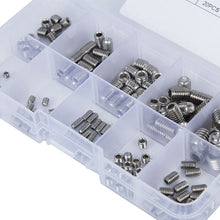 Load image into Gallery viewer, 304 Stainless Steel Socket Head Hex Set Screw Assortment Kit Grub Screw Cup- Metric M3 M4 M5 M6 M8 Cup Point Grub Screw Set
