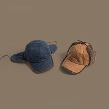 Load image into Gallery viewer, Cozy Retro Bomber Hat Warm Fleece Suede Material Flying Hat Windproof Thickened Design Ear Fleece Hat Winter for Men and Women
