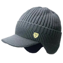 Load image into Gallery viewer, Men Winter Knitted Hat Outdoor Cycling Ear Protection Warmth Peaked Cap Casual Fashion Sunhat Bomber Hats 56-61CM
