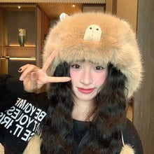 Load image into Gallery viewer, New Warm Hat Fluffy Fur Windproof Ear Protection Hat Warm Coldproof Beanie Hat for Outdoor Cycling Skiing
