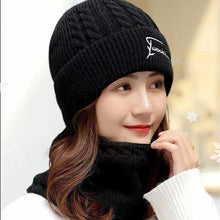 Load image into Gallery viewer, Fashion Windproof Pullover Cap Warm Knitting Hat Scarf Set Thickned Neck Protection Scarf Women
