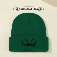 Load image into Gallery viewer, Halloween Ghost Face Embroidered Knitted Hat for Autumn and Winter Warmth, Ear Protection, Beanies, Suitable for Outdoor Warmth
