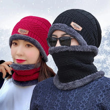Load image into Gallery viewer, Winter Hat For Men Fleece Scarf Women Neck Leather Knitted Cap Thick Wool Neck Warmer Balaclava Ski Mask Skullies Beanies
