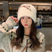 Load image into Gallery viewer, Fashion Keep Warm Bow Knitted Hat Windproof Cold Proof Ear Protection Cap Thickened Pullover Hat Autumn Winter
