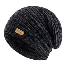 Load image into Gallery viewer, New Style Unisex Slouchy Winter Hats Men Women Striped Mix Warm Beanie Cap NIU Label Decor Plush Fur Lined Winter Knitted Hat
