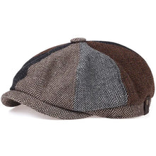 Load image into Gallery viewer, Men Women Wool Newsboy Caps Herringbone Flat Caps Coffee British Gatsby Caps Autumn Winter Warm Woolen Hats Gorras
