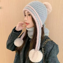 Load image into Gallery viewer, New Knitted Knitted Hat Fur Balls Pompom Ear Protection Hat Coldproof Windproof Pullover Cap Outdoor Sports
