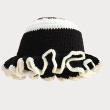 Load image into Gallery viewer, Solid Color Hand Knitted Knit Hat in Bohemian Style with Hollowed Out and Ruffled Design Bucket Shaped Hat  Fisherman's Hat
