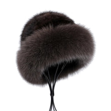 Load image into Gallery viewer, Women's Luxury Genuine Sable Fur Knitted Beanie Hat Bucket Caps Lady Fashion Fox Fur Trimming Mink Fur Hats Warm Soft Fluffy
