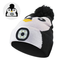 Load image into Gallery viewer, Rechargeable LED Christmas Hat for Kids Warm Outdoor Winter Hat with Detachable Cartoon Luminescent Design Children's gifts
