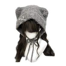 Load image into Gallery viewer, Cute Cartoon Cat Ear Knitted Hat Windproof Keep Warm Pullover Hats Ear Protection Thickened Winter Hat Autumn Winter
