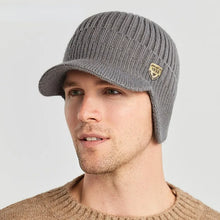 Load image into Gallery viewer, Men Winter Knitted Hat Outdoor Cycling Ear Protection Warmth Peaked Cap Casual Fashion Sunhat Bomber Hats 56-61CM
