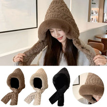 Load image into Gallery viewer, Fashion Winter Hat Scarf Adjustable Windproof One-piece Hat Breathable Fleece Lined Cross Neck Warm Hat Winter

