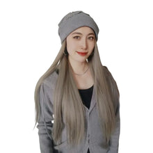 Load image into Gallery viewer, Autumn Winter Beanie Hat with Attached Shoulder Long Wavy Curly Hair Wig for Women Warm Knitted Hat with Fashionable Wig
