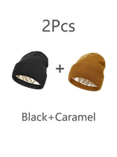 Load image into Gallery viewer, 2Pcs Unisex Satin Lined Beanies Hat for Women&amp;Men Winter 2Layer Ear Protect Warm Hiking Cycling Ski Cap Slouchy Cuffed Balaclava
