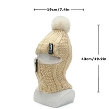 Load image into Gallery viewer, Casual Windproof Wool Knitted Hat Thickened Keep Warm Ear Protection Hat Neck Warmer Pompoms Hat Outdoor Cycling
