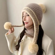 Load image into Gallery viewer, New Knitted Knitted Hat Fur Balls Pompom Ear Protection Hat Coldproof Windproof Pullover Cap Outdoor Sports
