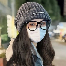 Load image into Gallery viewer, Fashion Long Wavy Hair Beanie Hat with Wig Attached Wig Casual Wig Knitted Cap Warm Hair Wig Winter Hats Women
