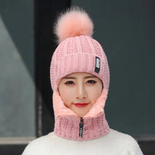 Load image into Gallery viewer, Casual Windproof Wool Knitted Hat Thickened Keep Warm Ear Protection Hat Neck Warmer Pompoms Hat Outdoor Cycling
