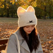 Load image into Gallery viewer, Personality Soft Knitted Cat Ear Beanies Thicken Cute Design Knitted Hat Windproof Warm Thermal Cap Winter Season
