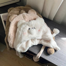 Load image into Gallery viewer, Cute Bear Pattern Women Ear Protection Cap with Ties Coldproof Warm Thick Pullover Hat Thickened Windproof Lei Feng Hat
