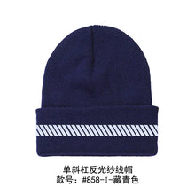 Load image into Gallery viewer, High Visibility Safety Beanie Reflective Knit Ribbed Hats Warm Winter Bonnets for Night Running Hiking Cycling
